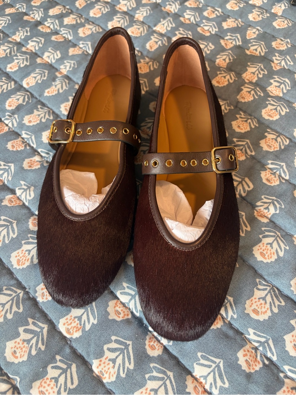 Madewell The Remy Calf Hair Mary Jane Flats Chocolate Raisin 9.5 Sold Out - Picture 5 of 10